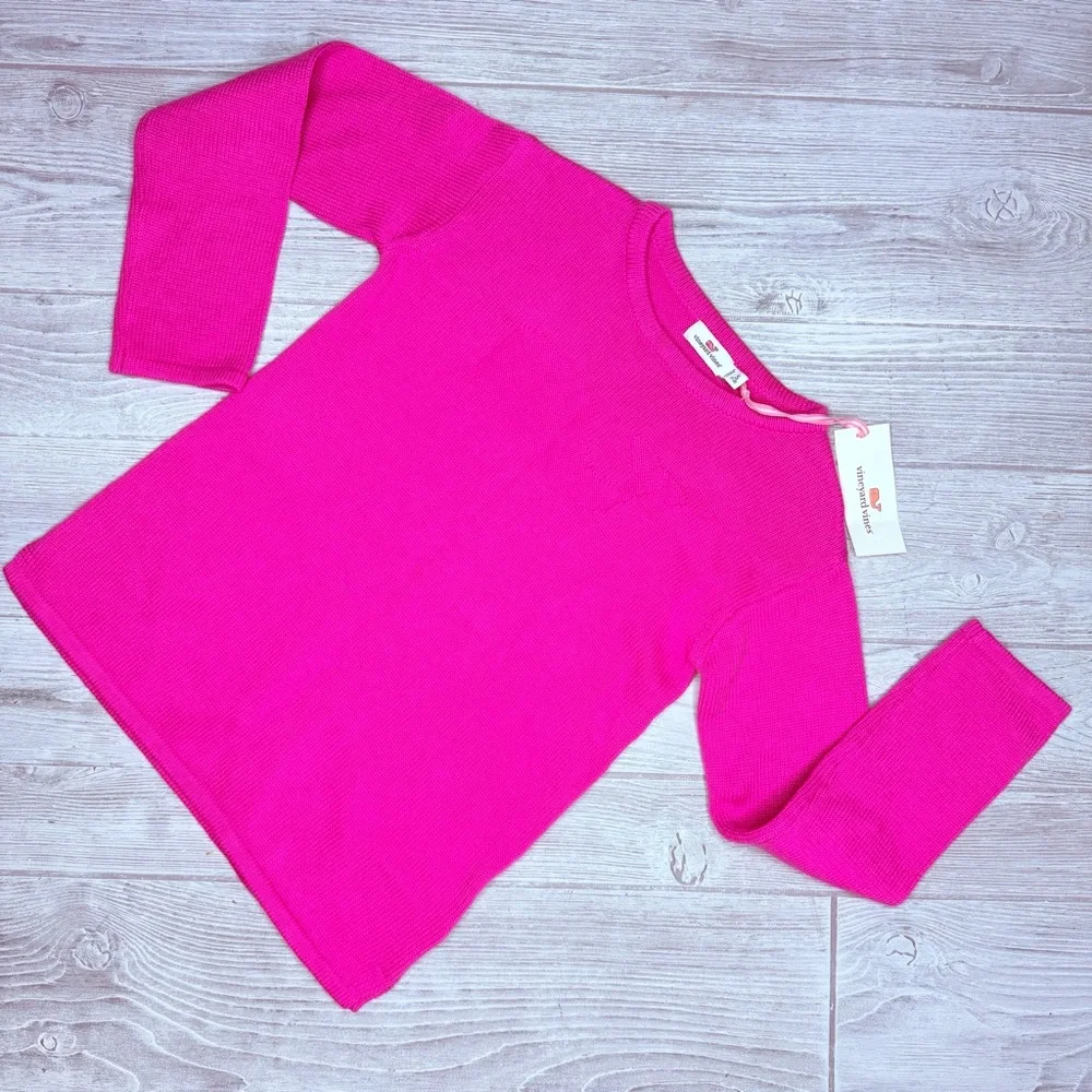 Nwt Vineyard Vines Pink long sleeve Whale Sweater shirt  XS 7-8 whale knit